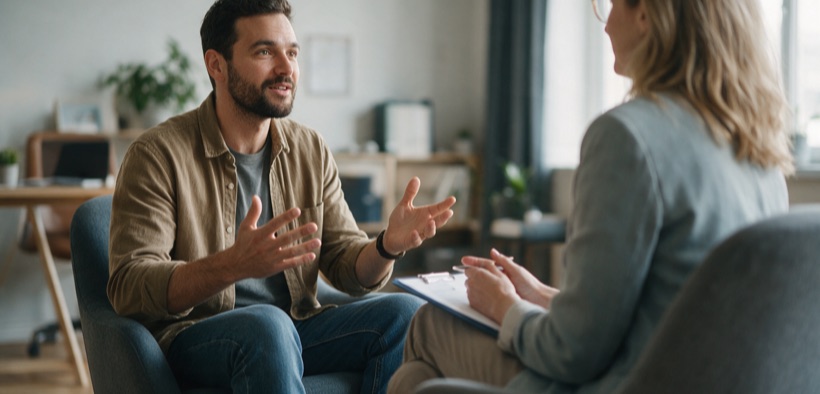 Un colloquio con lo psicologo per le cause psicologiche della disfunzione erettile.